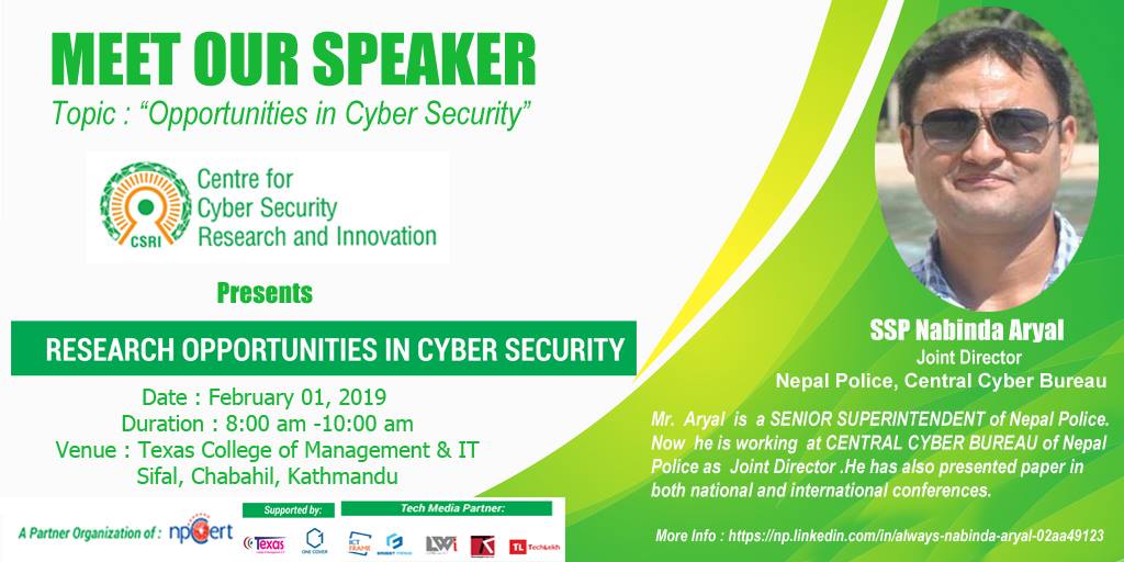 Opportunities in Cyber Security by SSP Nabinda Aryal